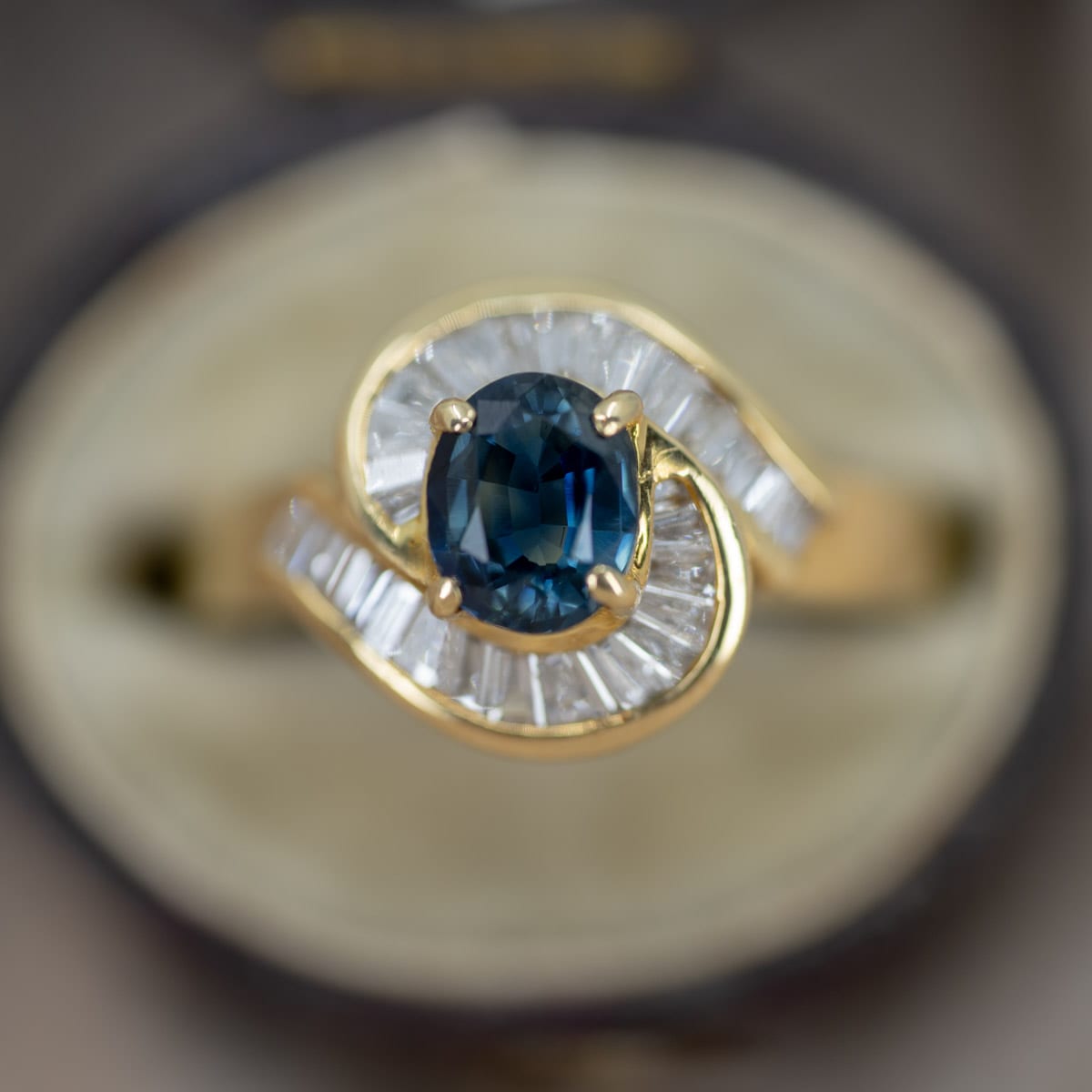 Designer Sapphire & Diamond Baguette Ring