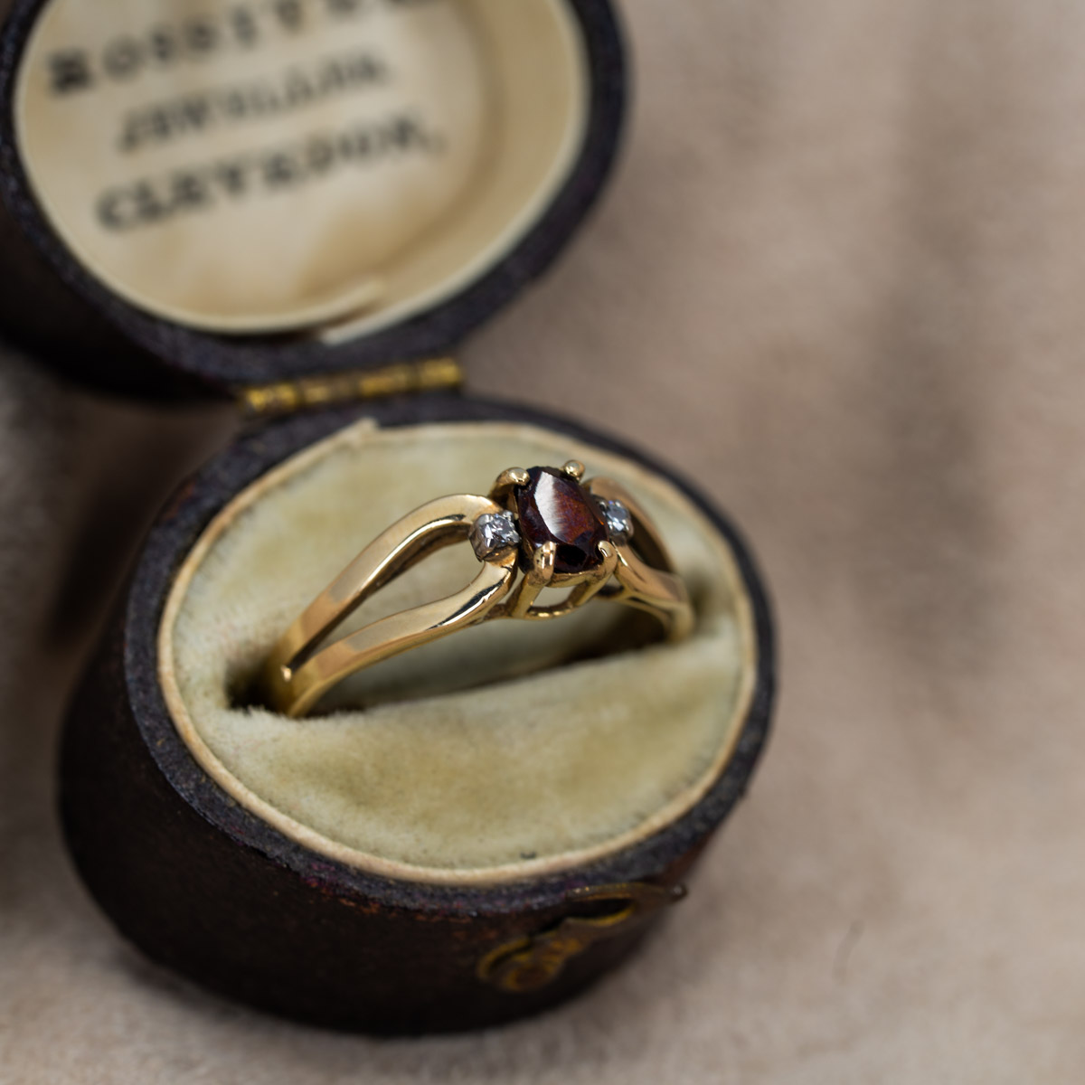 Garnet & Diamond Oval Ring