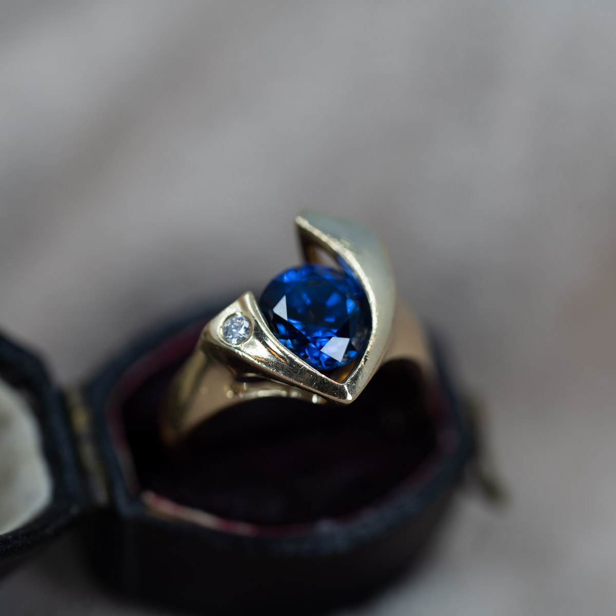 Strellman Blue Lab Sapphire & Diamond Ring