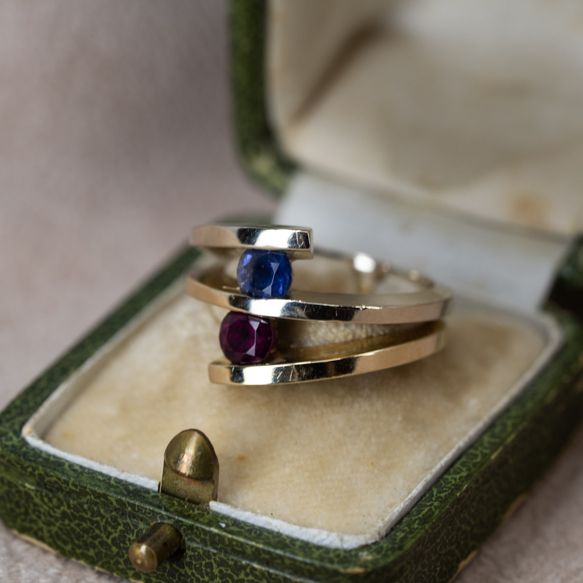 Pink & Purple Tourmaline Triple Wrap Ring