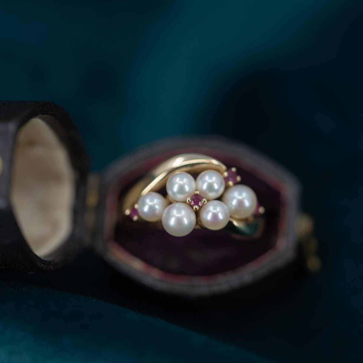 Pearl & Ruby Cluster Ring