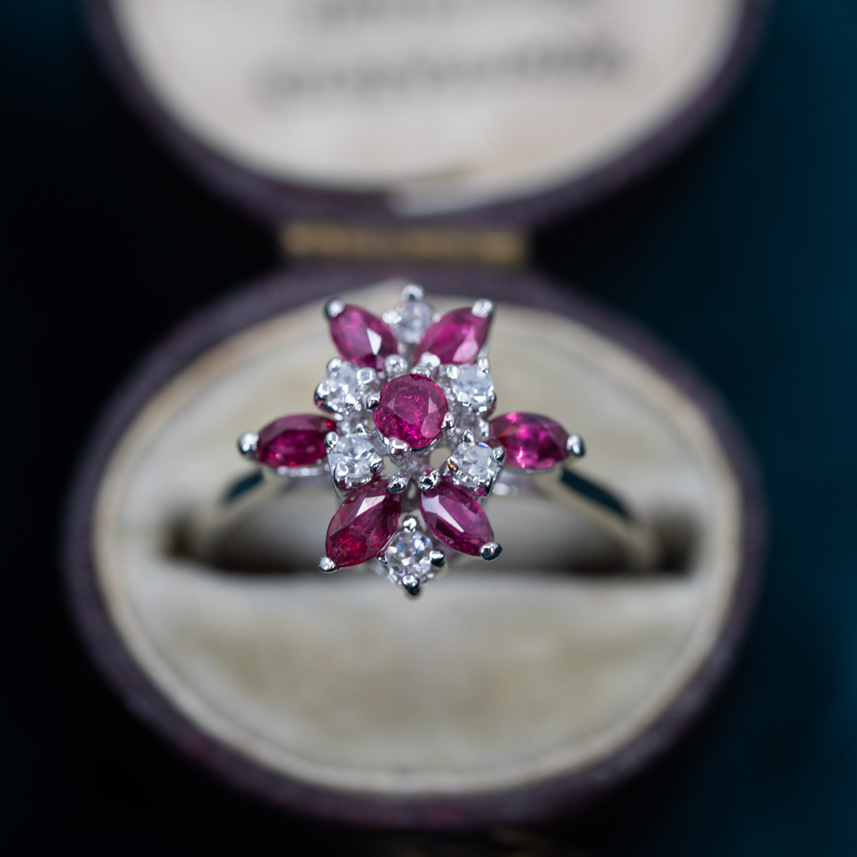Vintage Ruby & Diamond Flower Ring