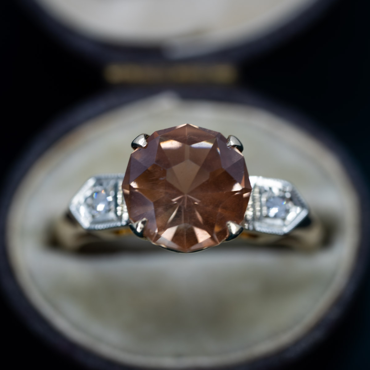 Sunstone & Diamonds in Vintage Setting