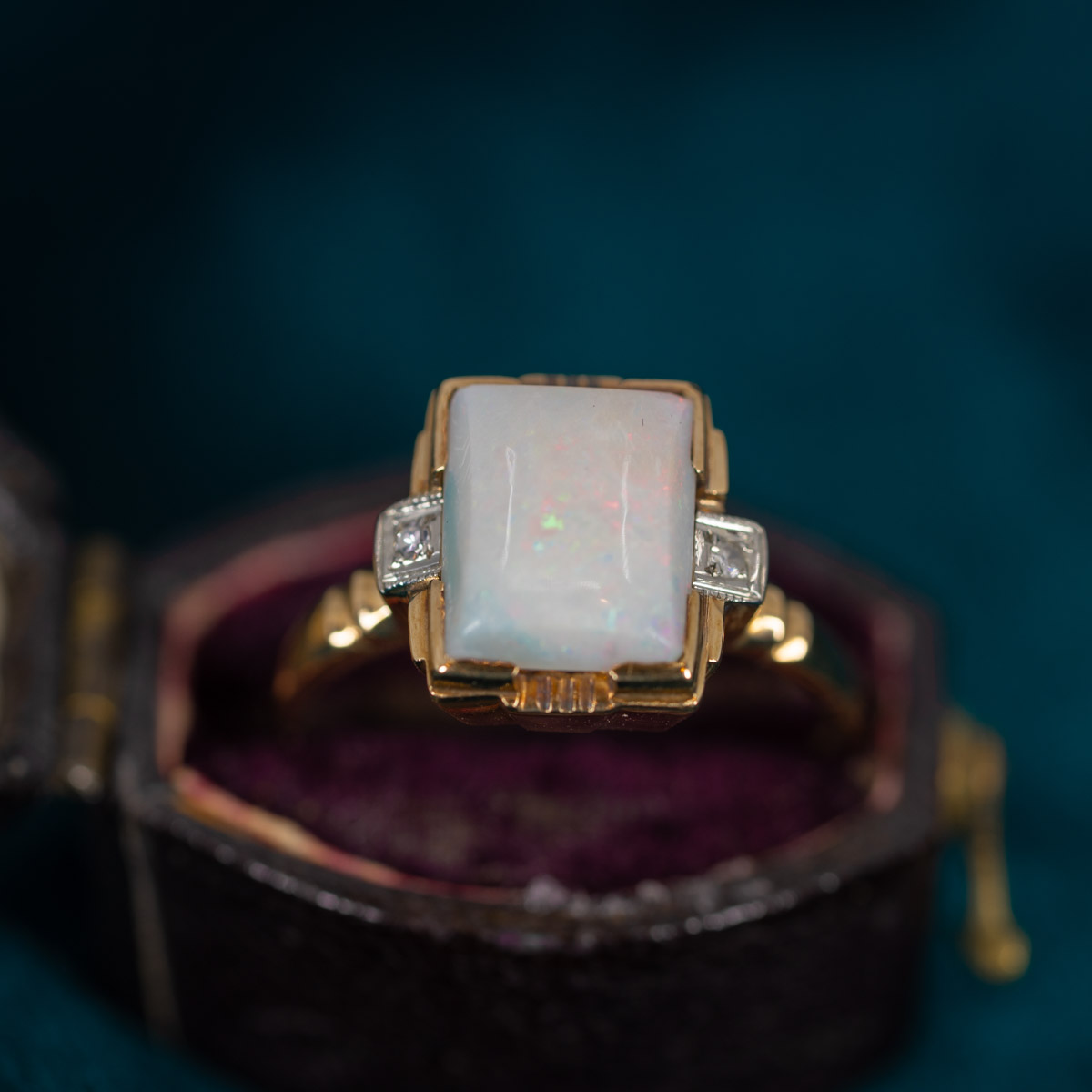 Vintage Early Art Deco Opal & Diamond Ring