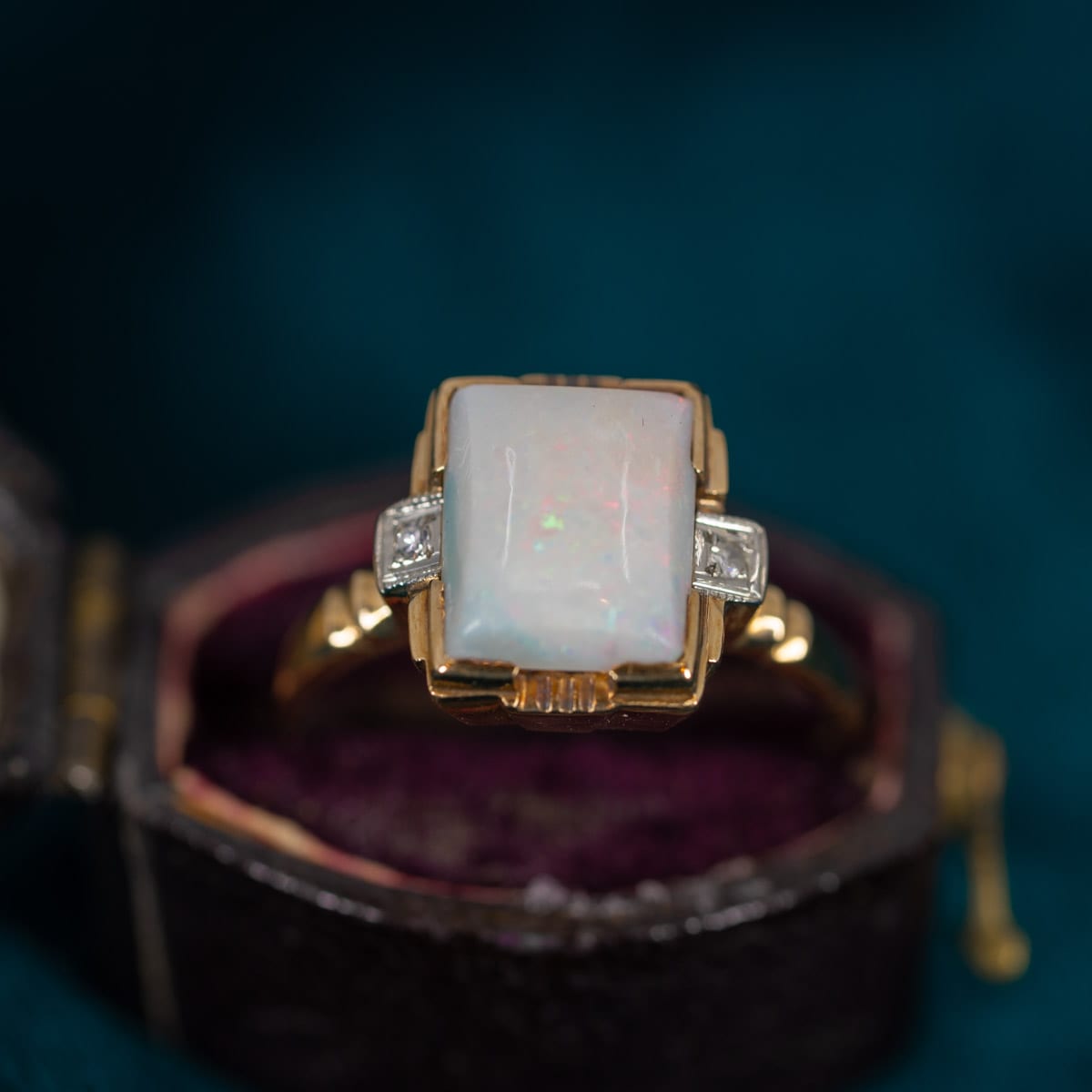 Vintage Early Art Deco Opal & Diamond Ring