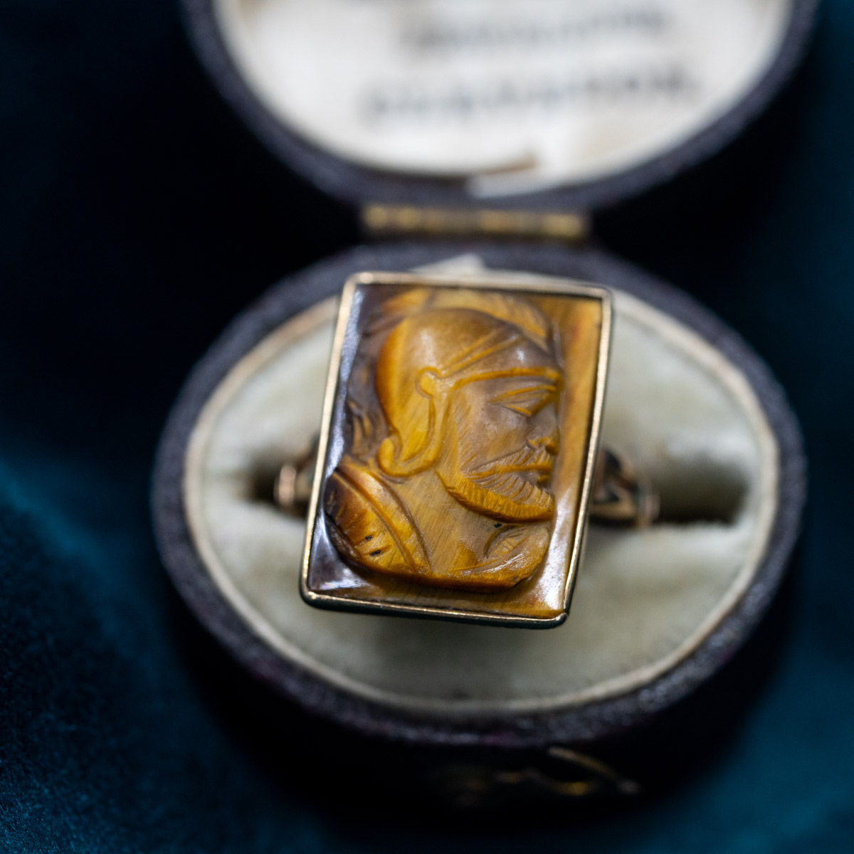 Antique Tiger's Eye Warrior Cameo Ring