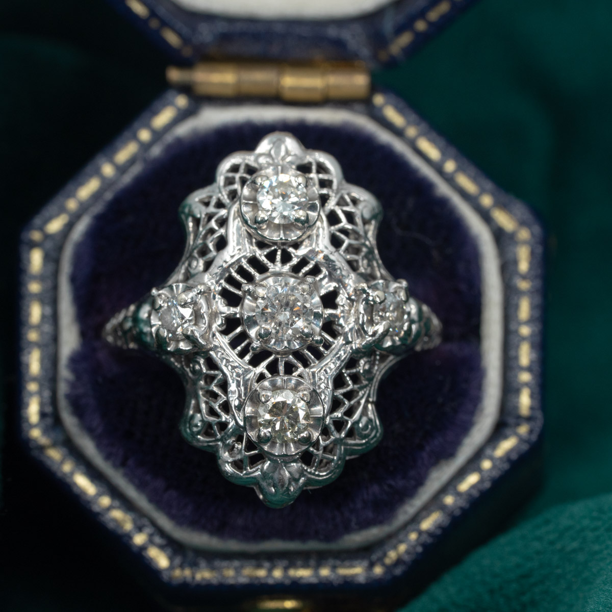 Five-Point Diamond Filigree Ring