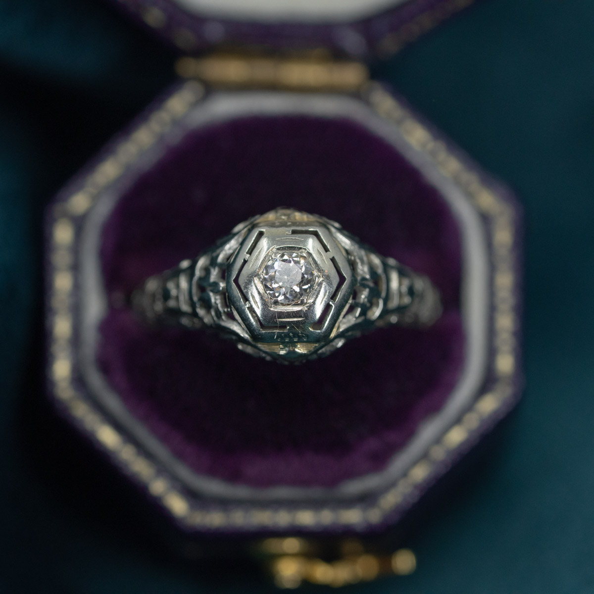 Diamond & Floral Filigree Ring