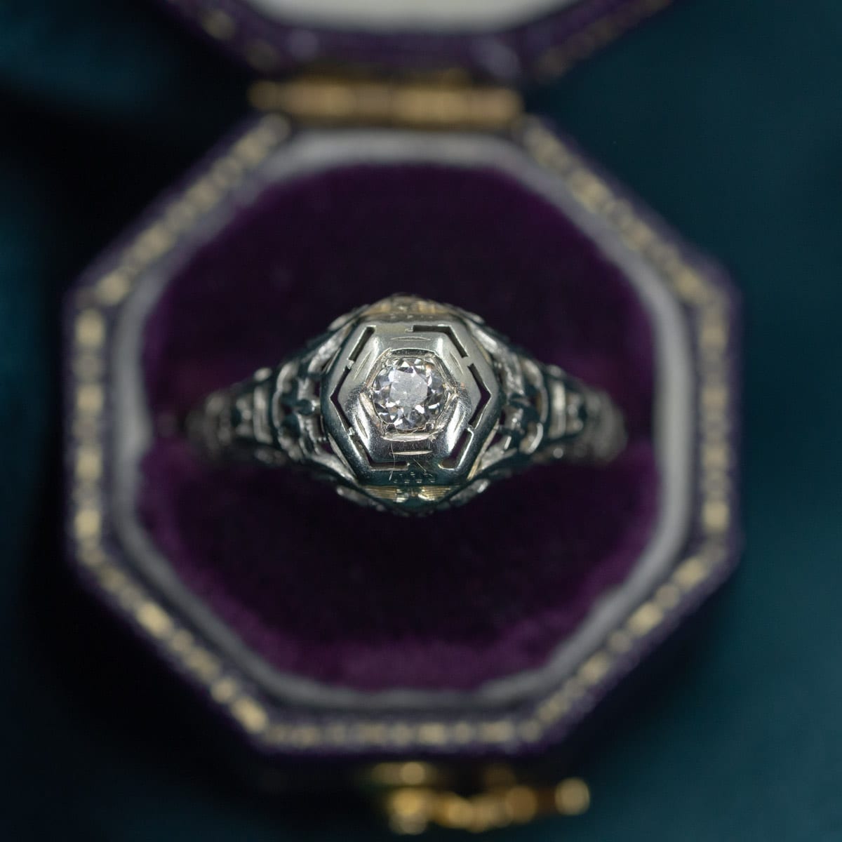 Diamond & Floral Filigree Ring