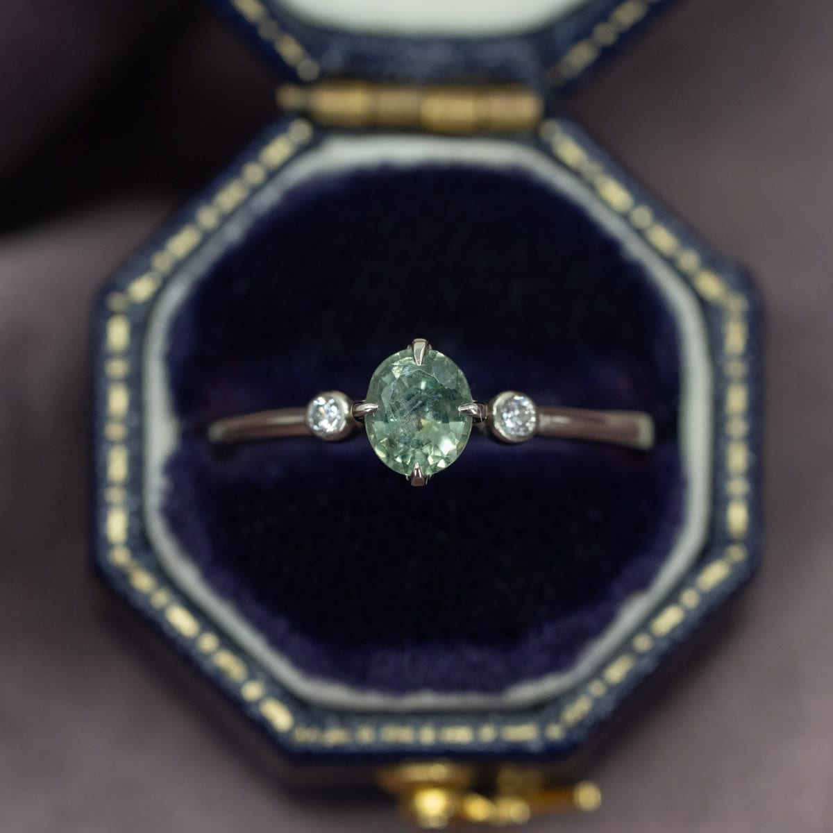 Dainty Montana Sapphire & Lab Diamond Ring