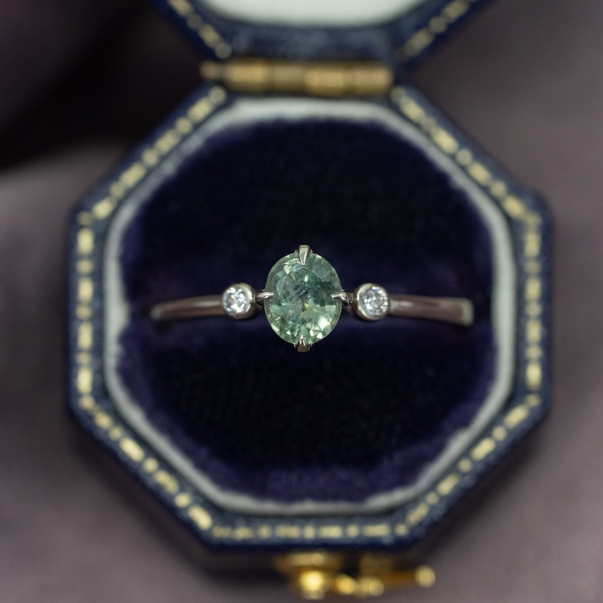 Dainty Montana Sapphire & Lab Diamond Ring