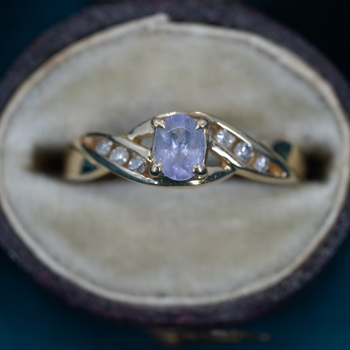 Dainty Lavender Tourmaline & Diamond Ring