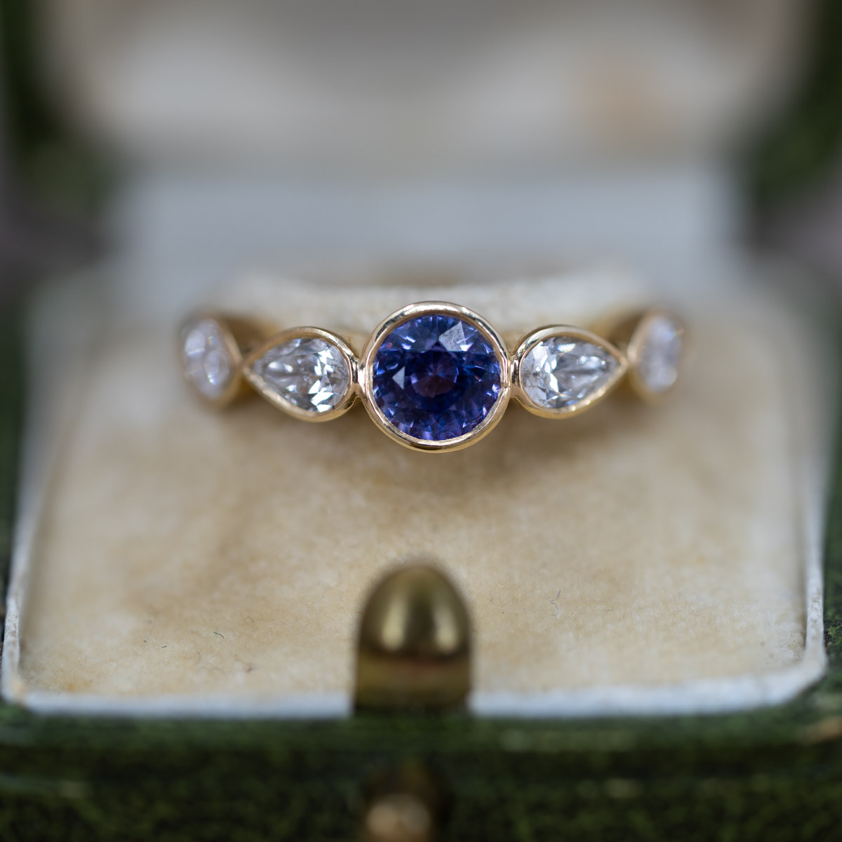 Bezel Set Sapphire & Diamond Stunner Band