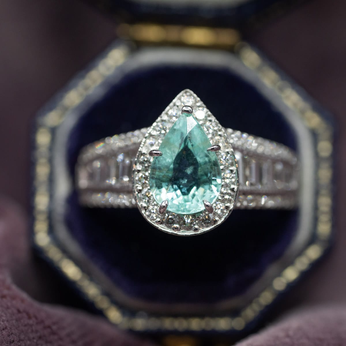 Pear Cut Paraíba Tourmaline Statement Ring