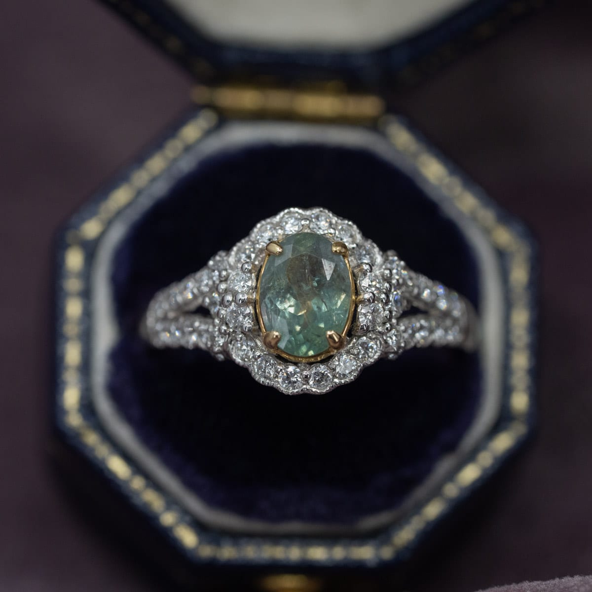 Natural Alexandrite Oval & Diamond Statement Ring