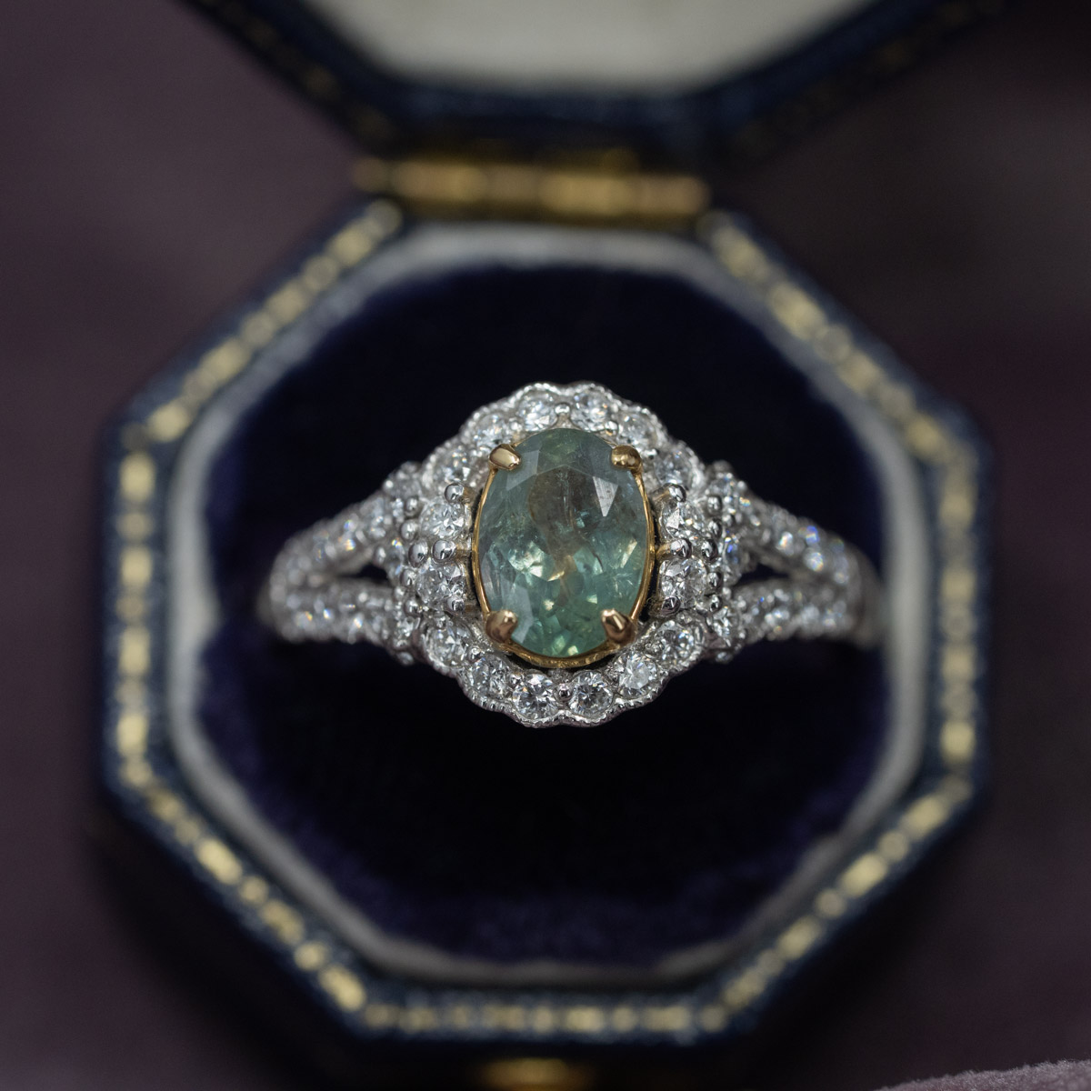 Natural Alexandrite Oval & Diamond Statement Ring