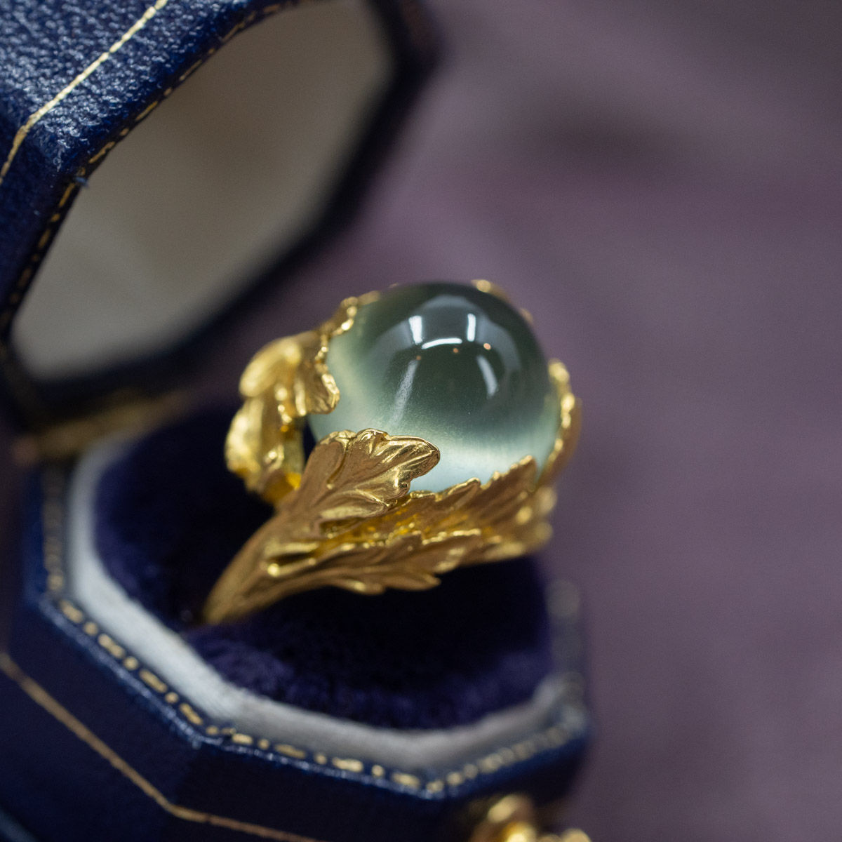 Prehnite Orb & Foliage Statement Ring