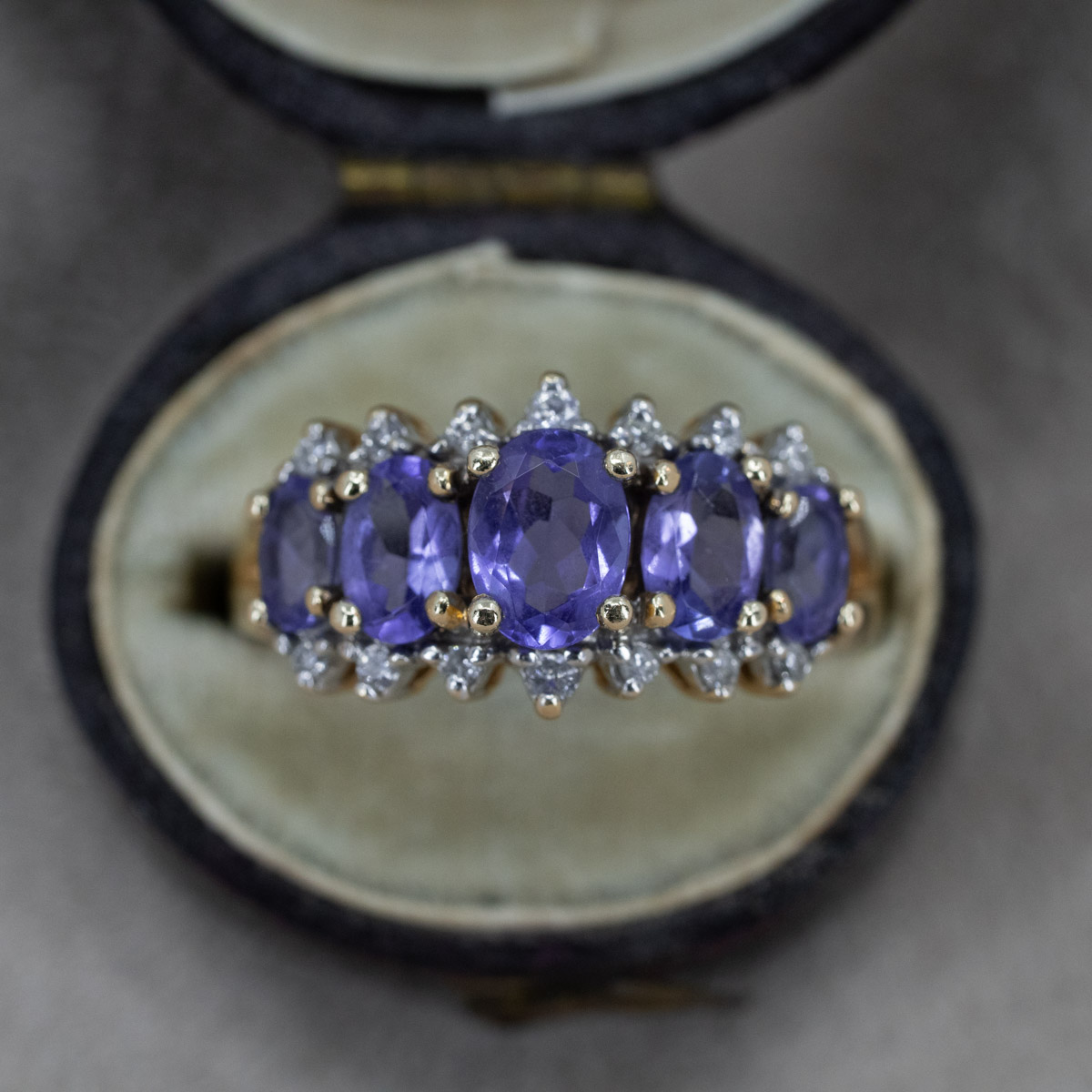 Five-Tier Tanzanite & Diamond Statement Ring