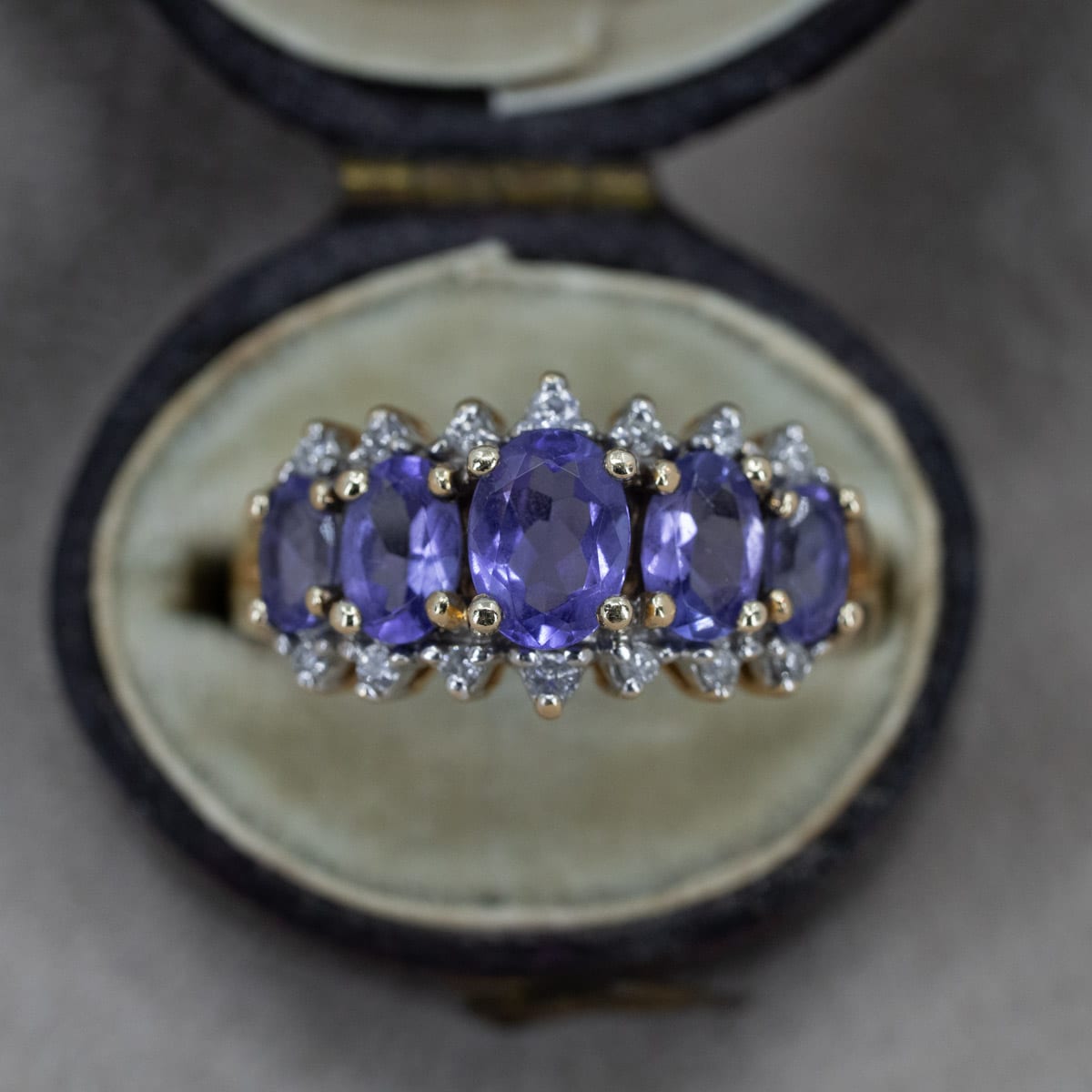 Five-Tier Tanzanite & Diamond Statement Ring