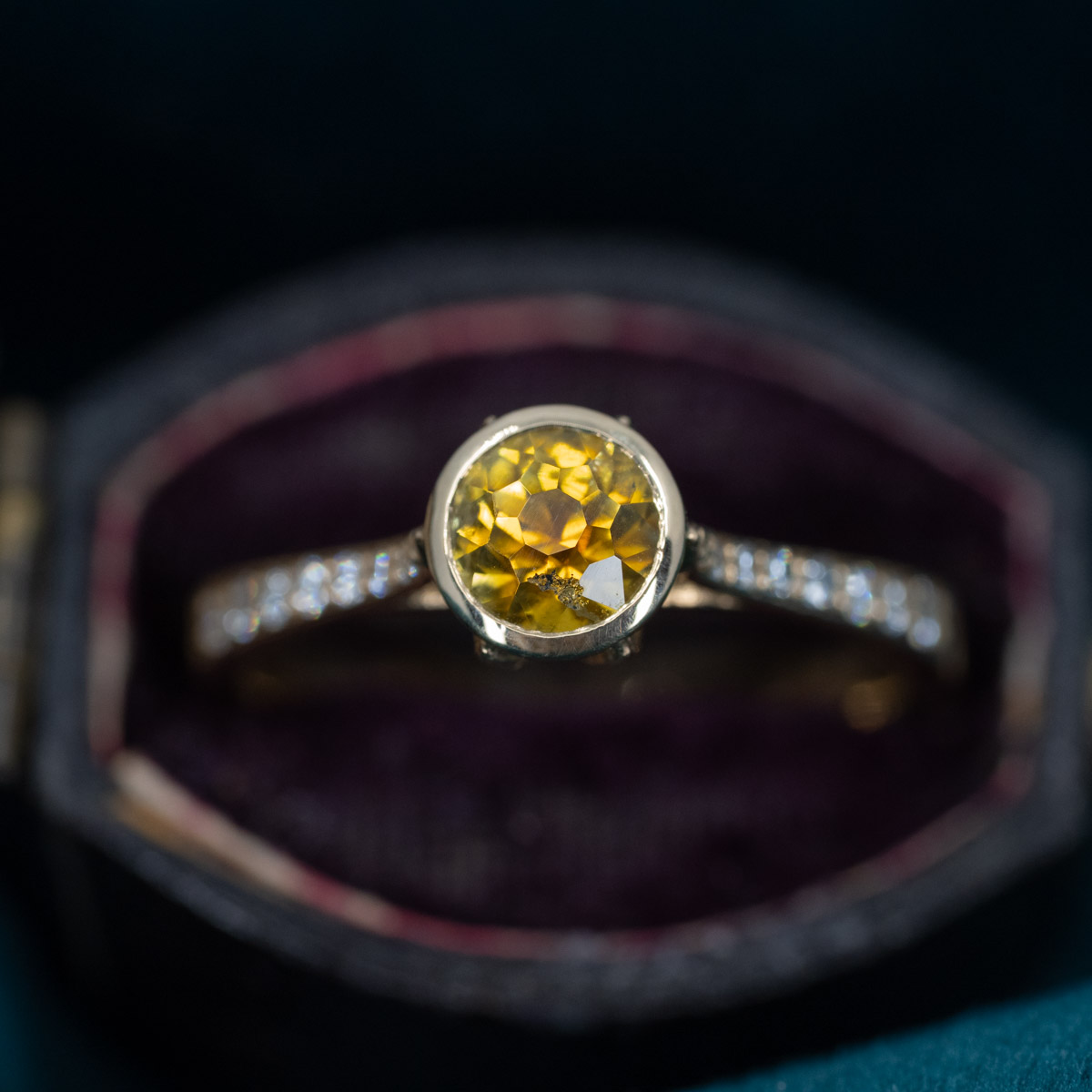 Yellow Sapphire & Diamond Ring