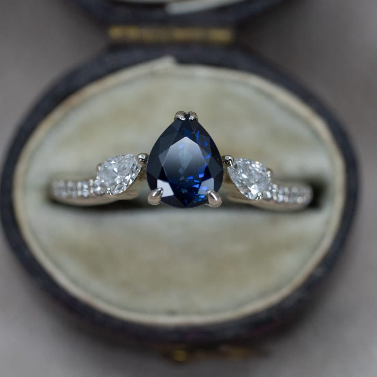 Madagascan Pear Cut Sapphire & Diamond Ring