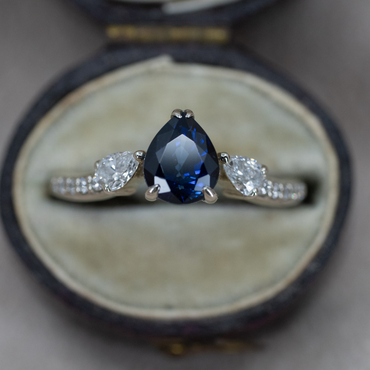 Madagascan Pear Cut Sapphire & Diamond Ring