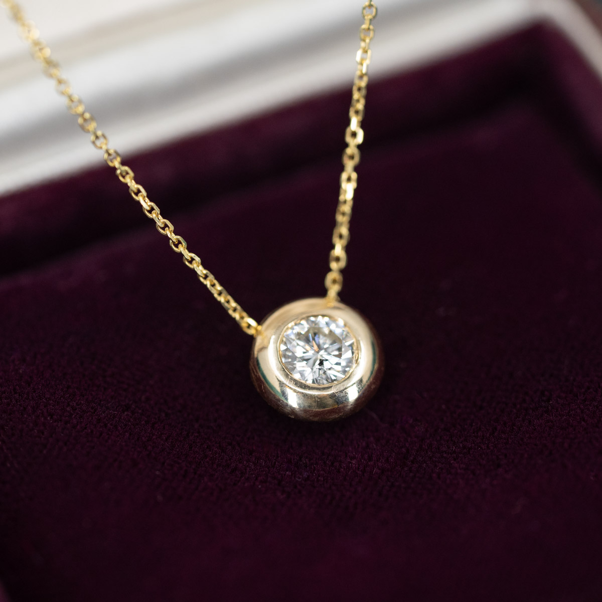 Bezel Set Donut Diamond Necklace