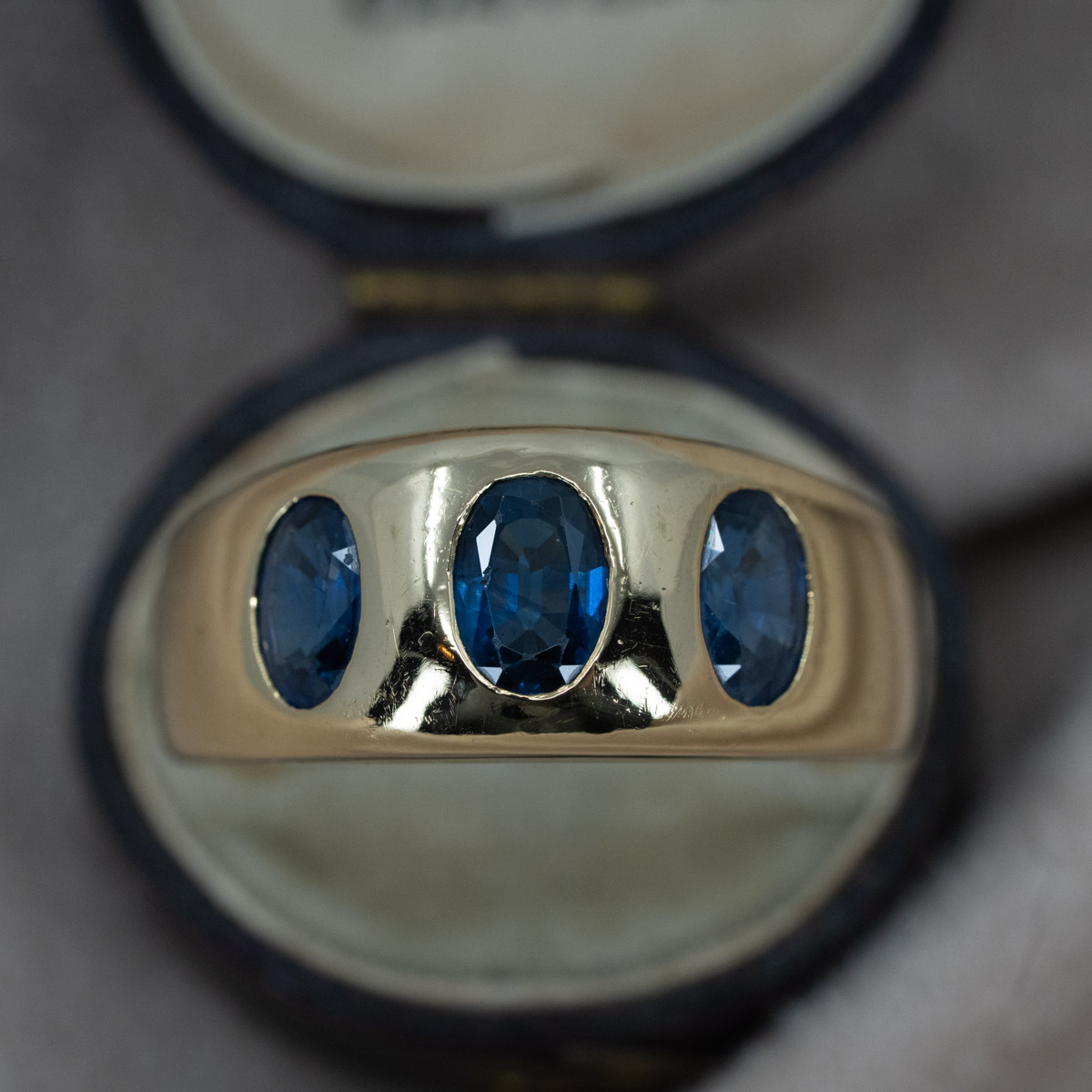 Vintage Sapphire Bezel Set Trio