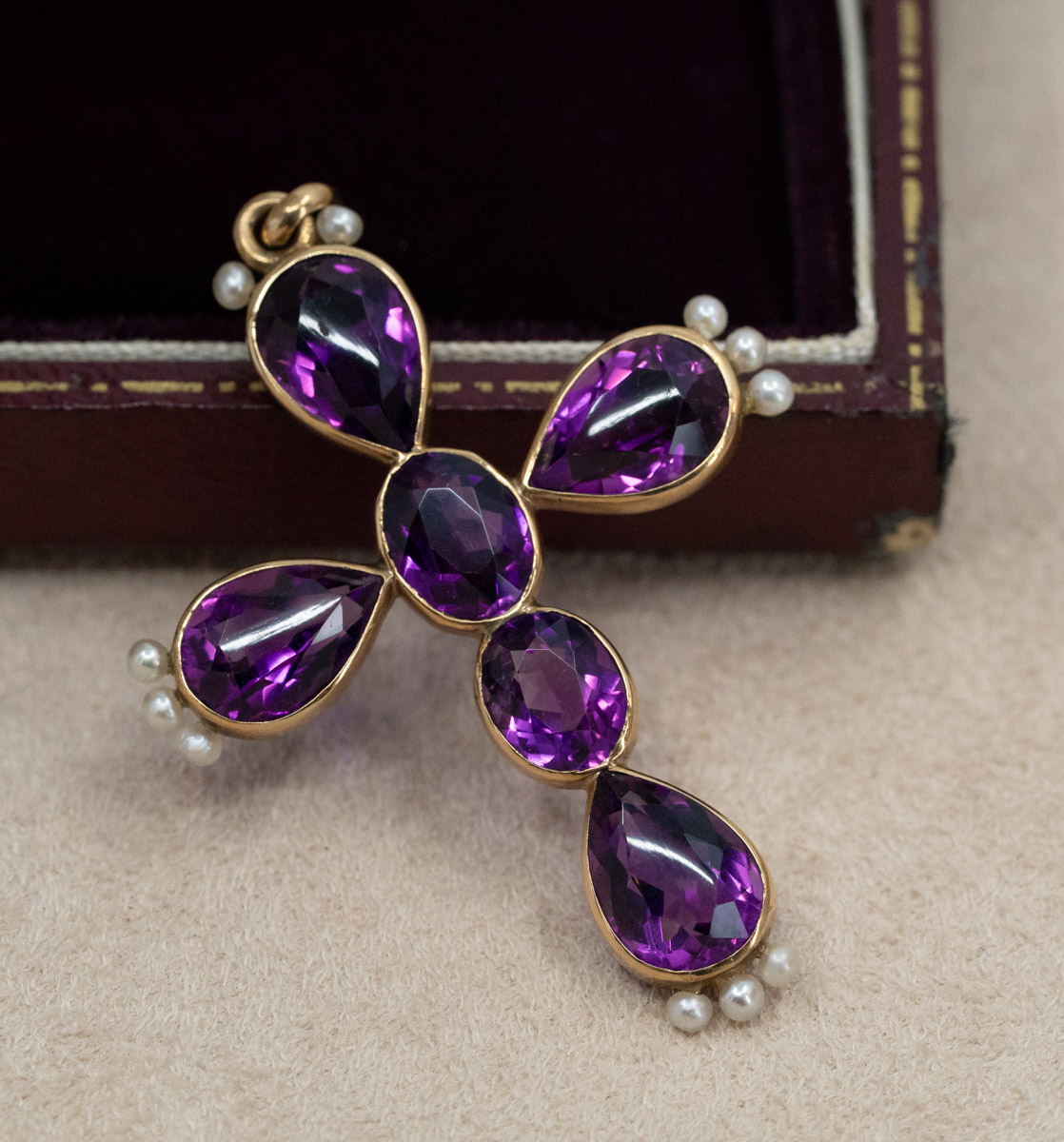 Amethyst & Pearl Cross Pendant