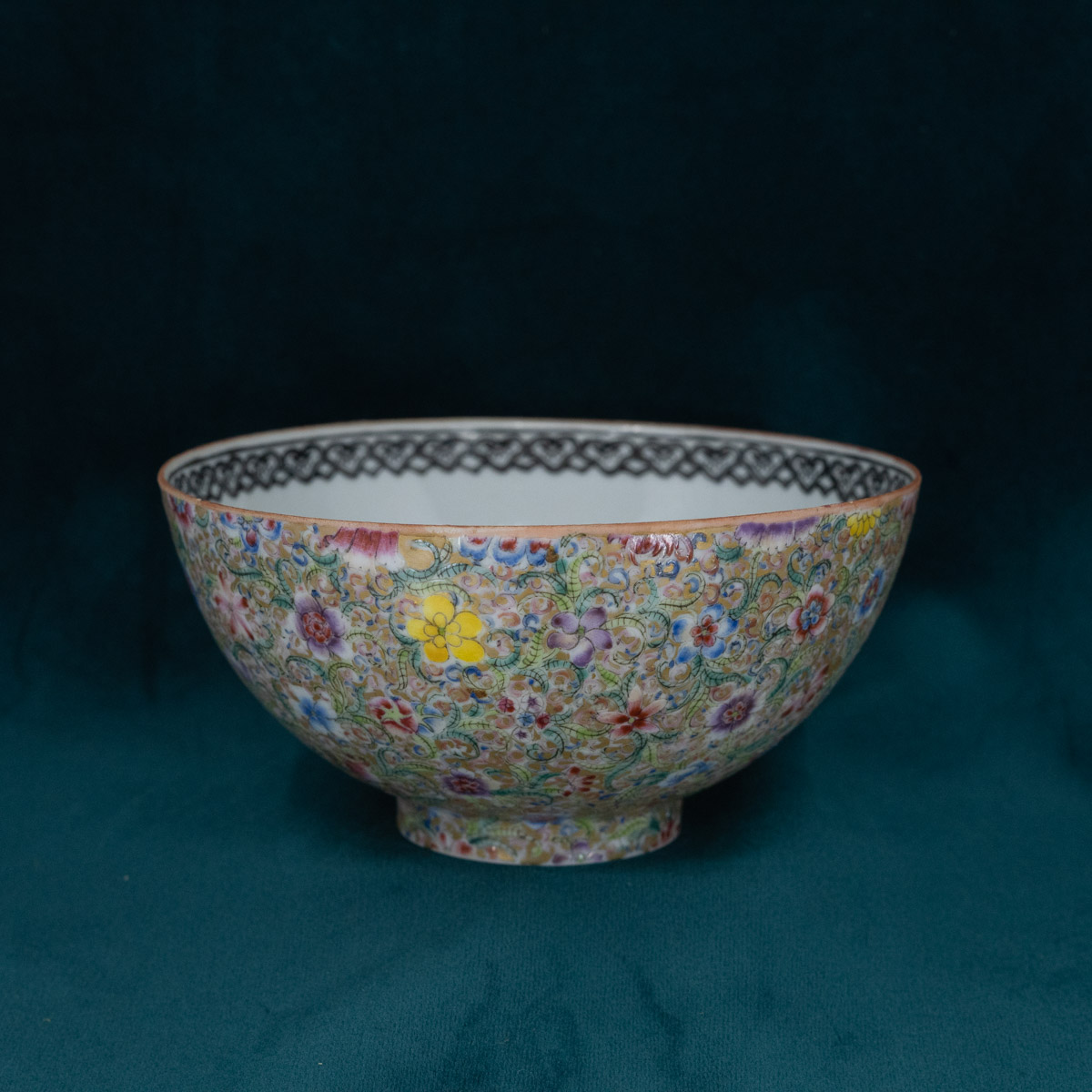 Chinese Eggshell Famille Rose "Thousand Flowers" Bowl