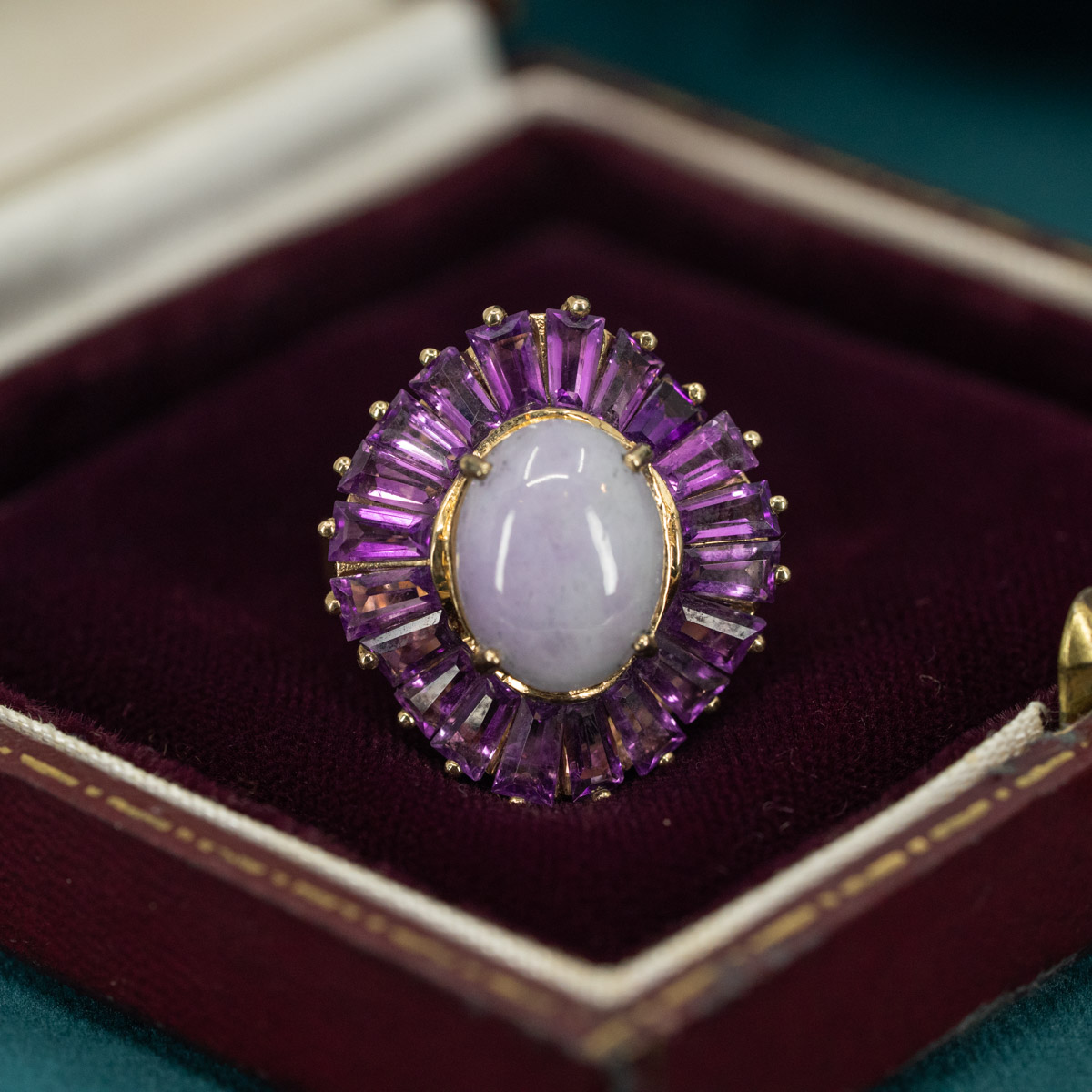 Lavender Jade & Amethyst Cocktail Statement Ring