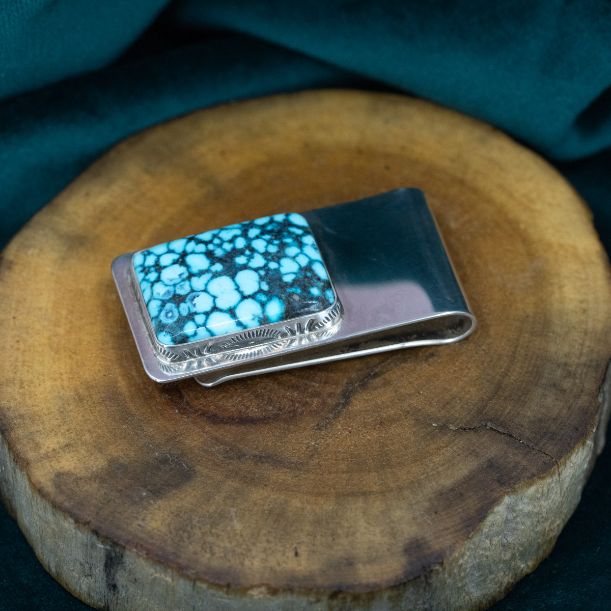 Kingman Spiderweb Turquoise Money Clip