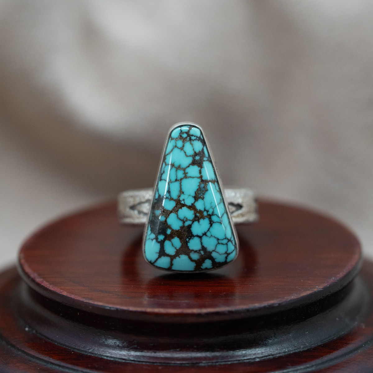 Tufa Cast Kingman Turquoise Triangle Ring