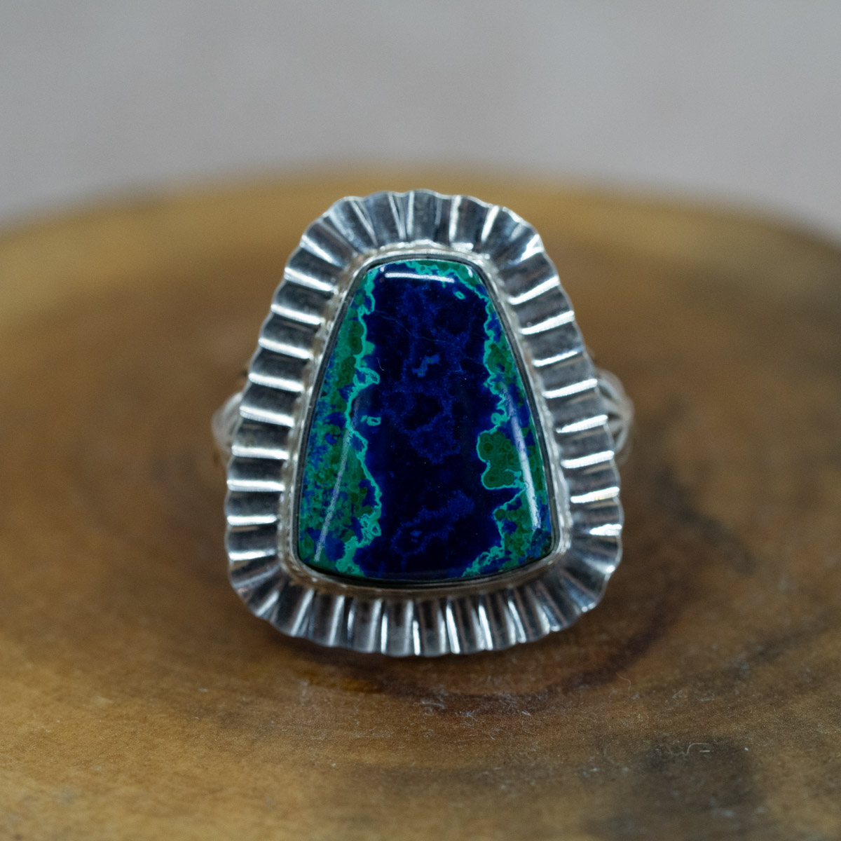 Azurite & Malachite Trapezoid Ring