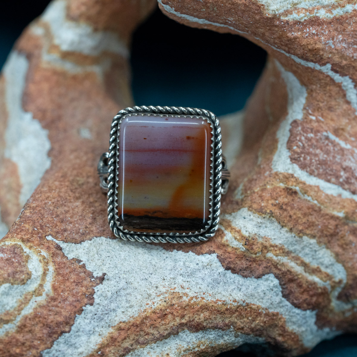 Arizona Petrified Wood & Cactus Ring