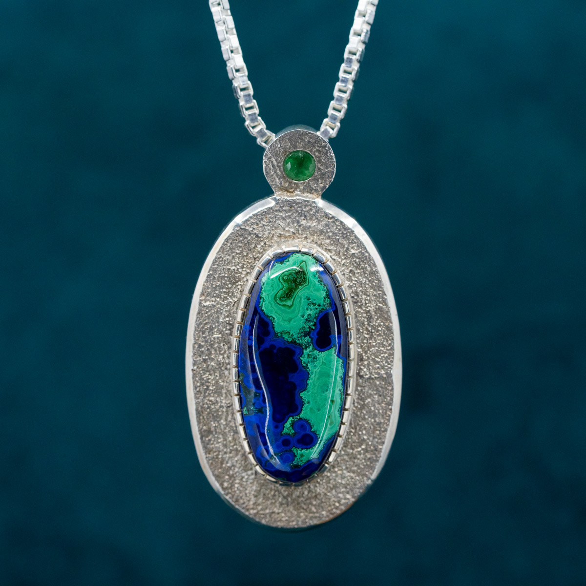 Azurite-Malachite & Colombian Emerald Necklace