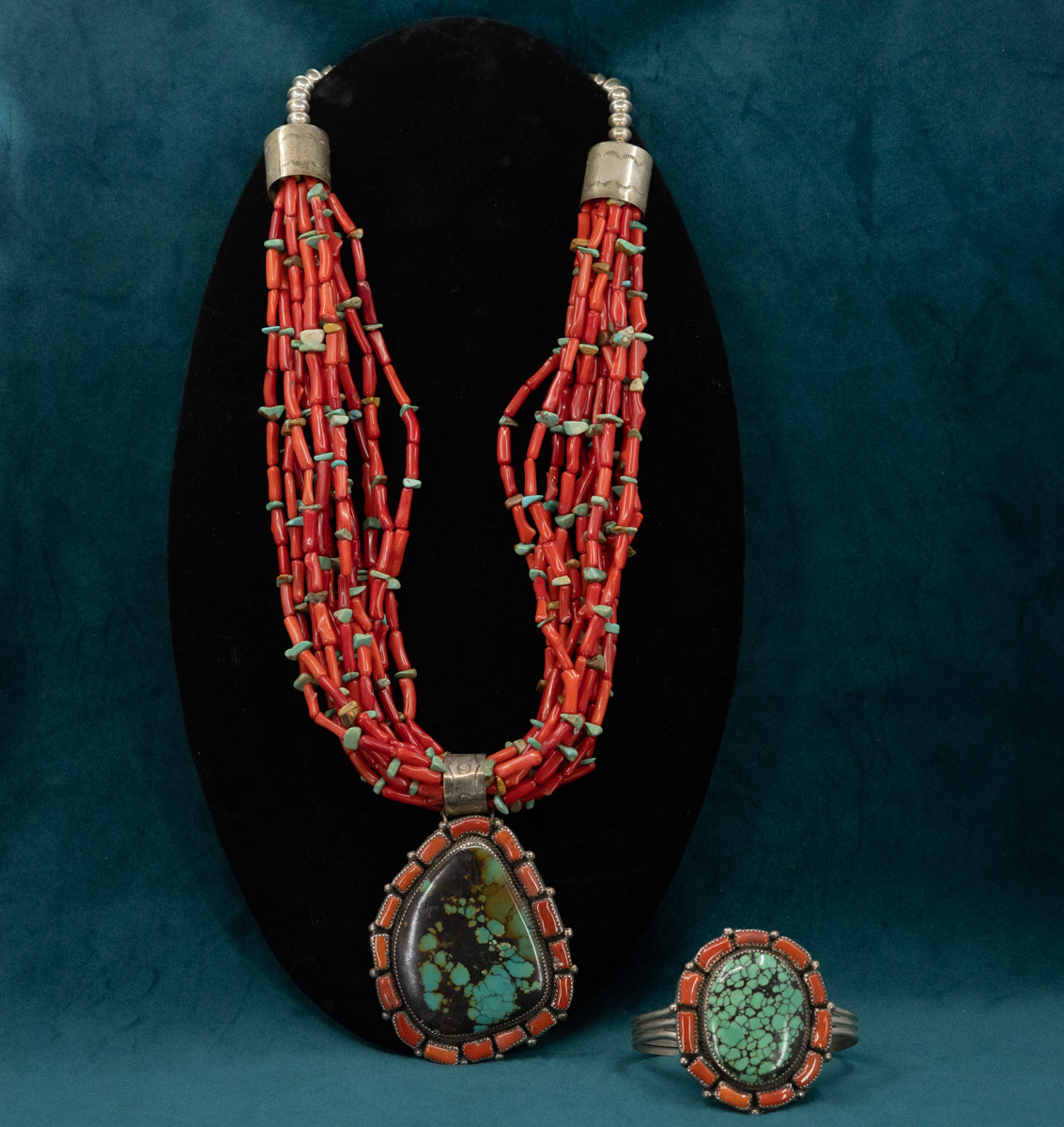 Coral & Turquoise Necklace/Cuff Set