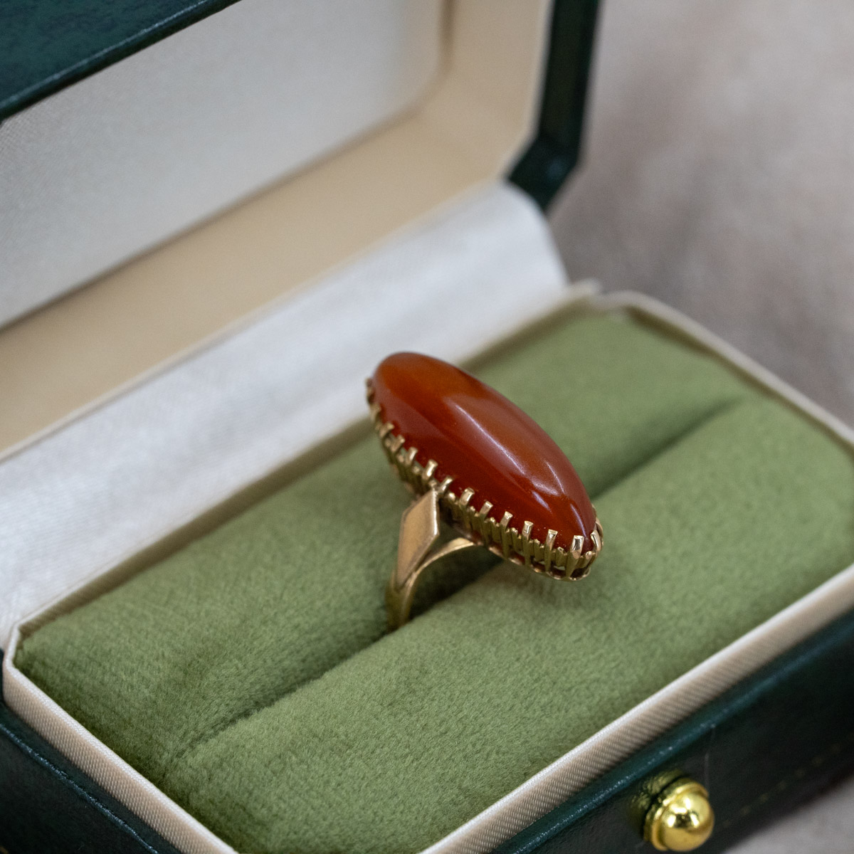 Long Carnelian Oval Ring