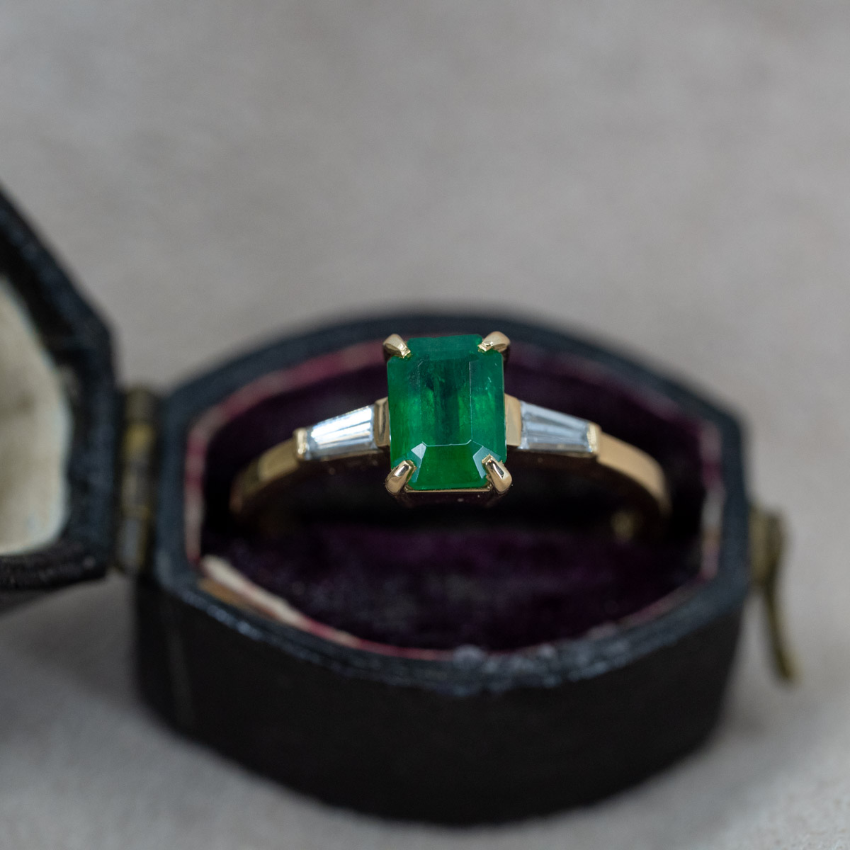 Emerald & Diamond Claw-Prong Ring