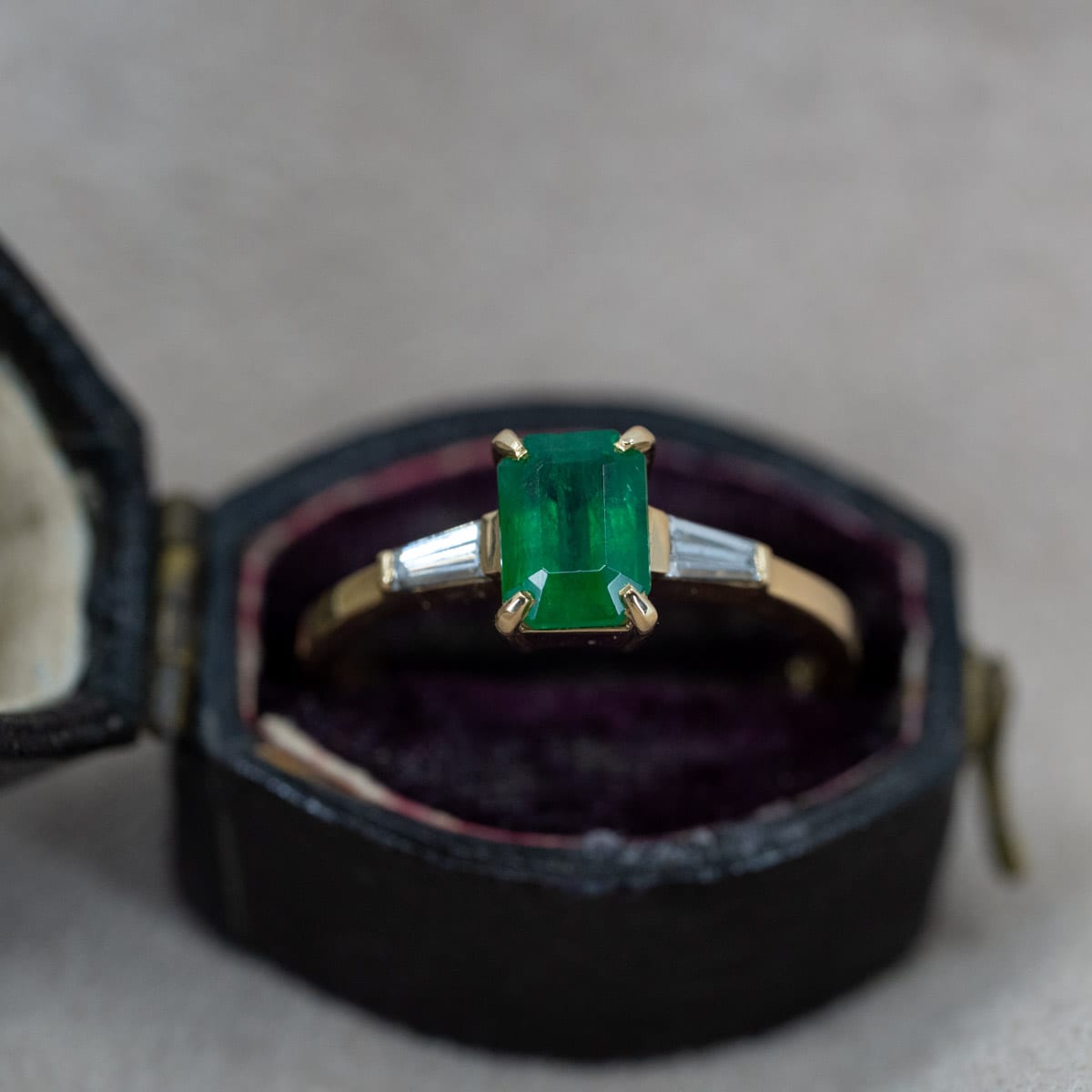 Emerald & Diamond Claw-Prong Ring