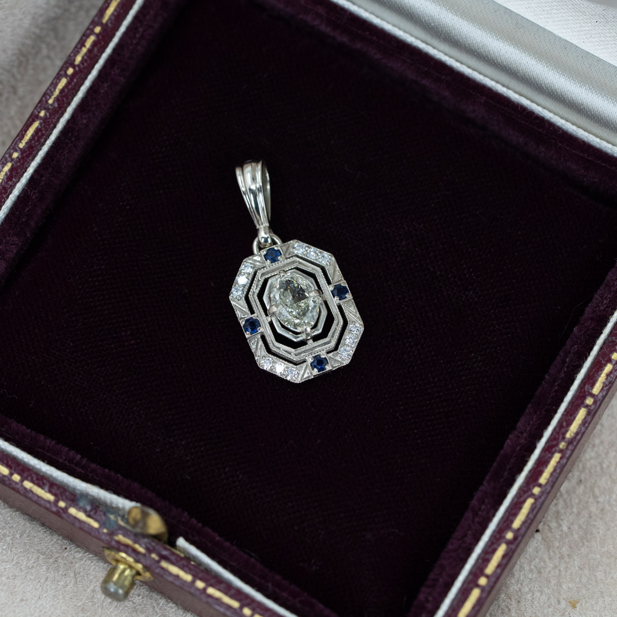 Art Deco Diamond & Sapphire Pendant
