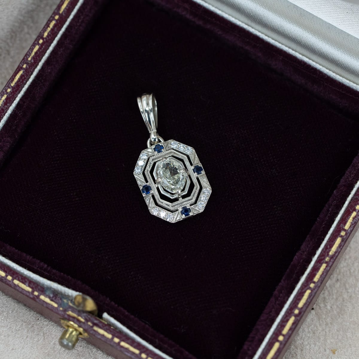 Art Deco Diamond & Sapphire Pendant