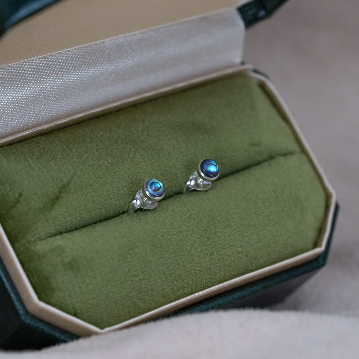 Tiny Abalone Circle Studs