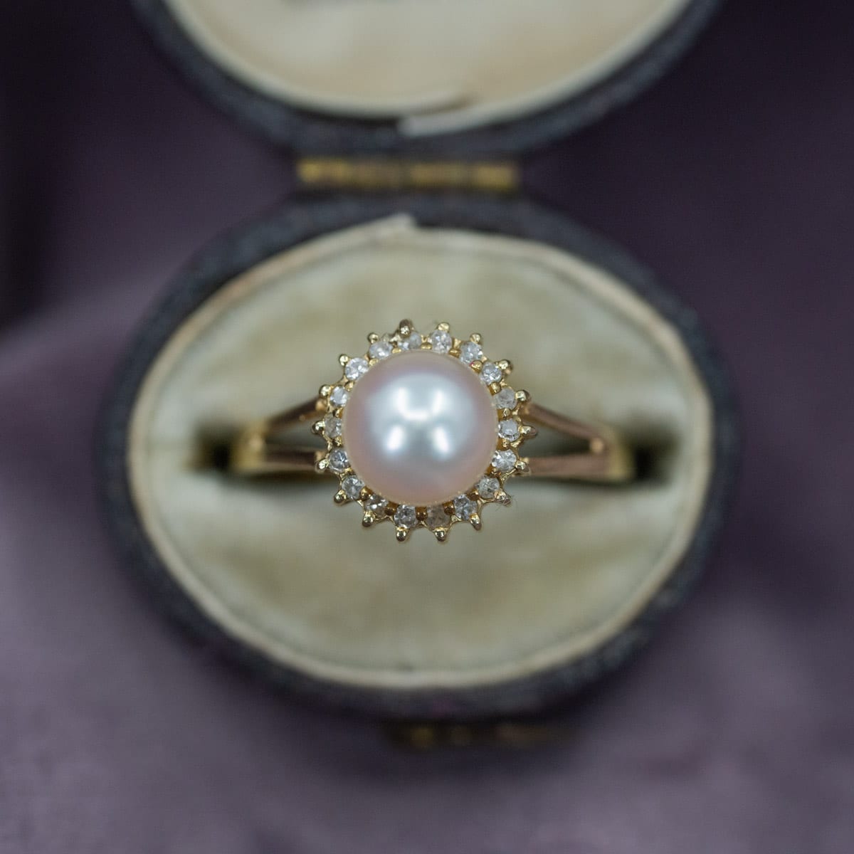 Vintage Pearl & Diamond Halo Ring