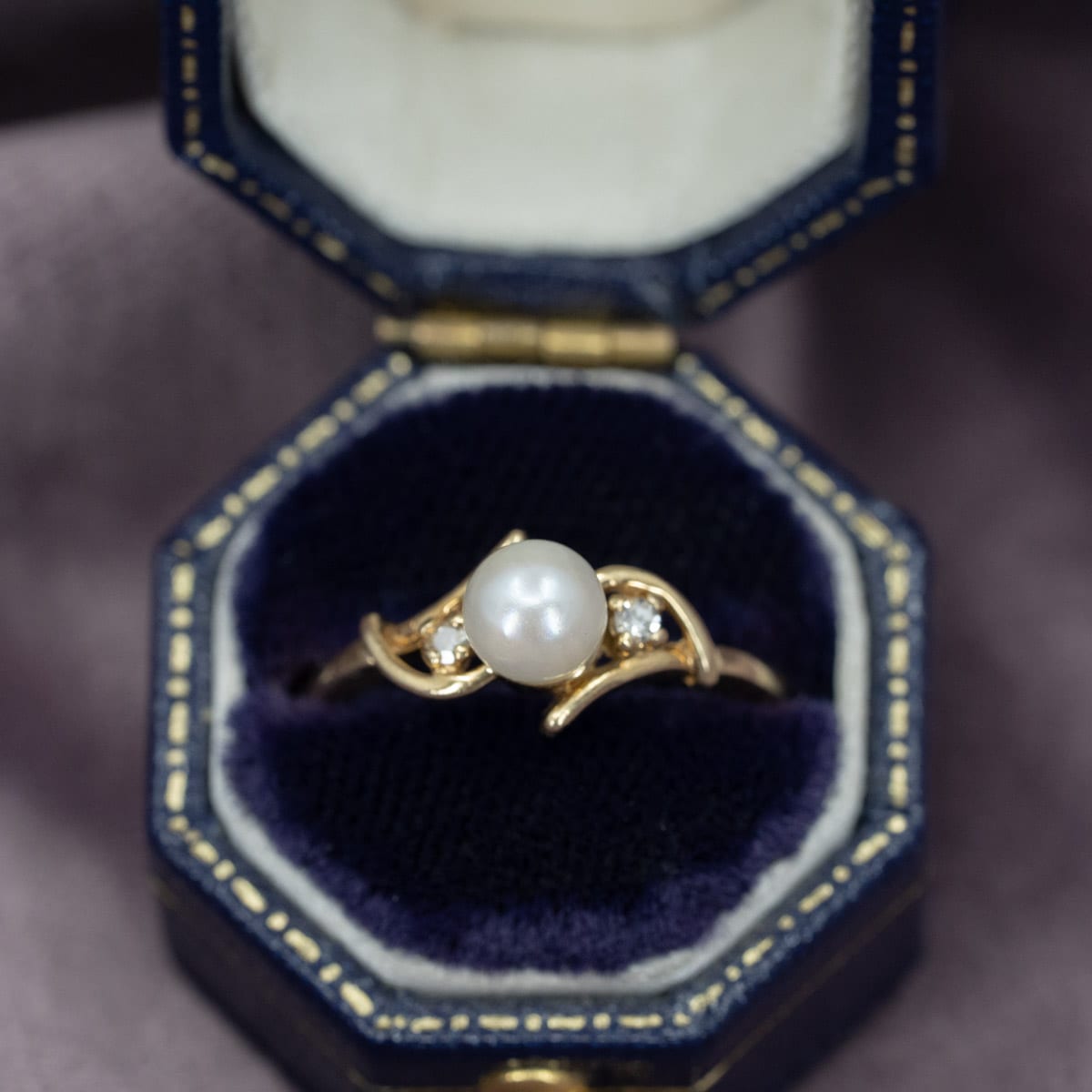 Dainty Pearl & Diamond Ring